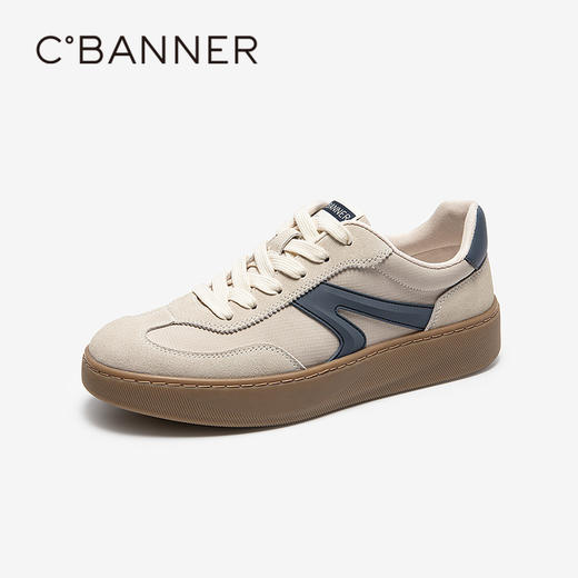 千百度男鞋复古德训鞋男士休闲板鞋舒适跑步鞋运动鞋A25175612 商品图1