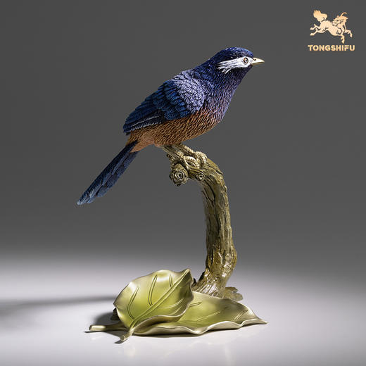 铜师傅《铜师傅百鸟集》之白耳奇鹛 客厅桌面铜鸟摆件 装饰品 商品图2