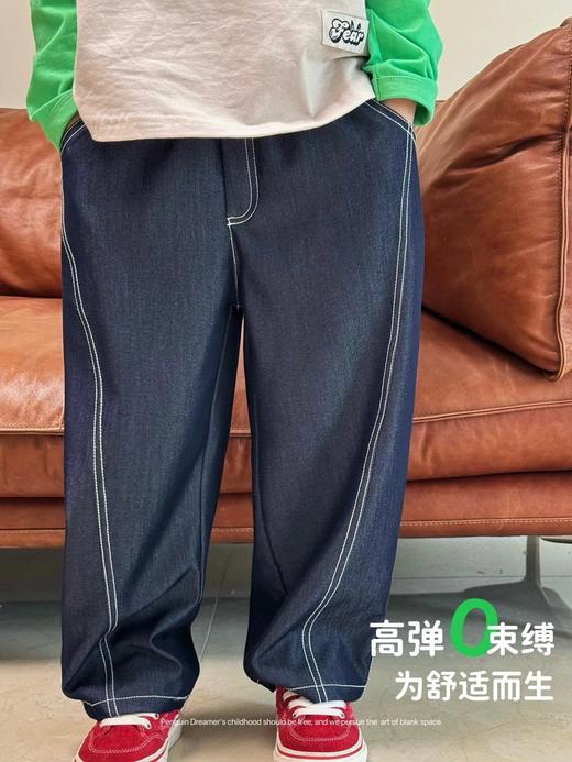 外贸大厂👊110-170码~【儿童明线拼接弯刀牛仔裤25C064】2色可选，定织进口面料+成衣水洗，不缩水、不掉色；轻薄柔软、有弹力、会呼吸💨裸感丝滑自带清爽凉感~ 商品图2