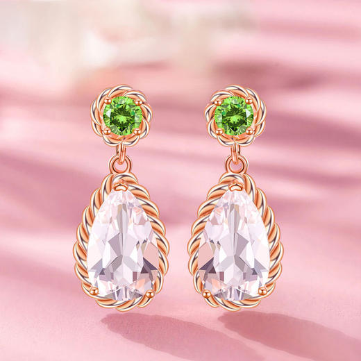 【白水晶吊坠/耳环】S925银天然白水晶吊坠橄榄石项坠时尚JP19279/JE19279 商品图5