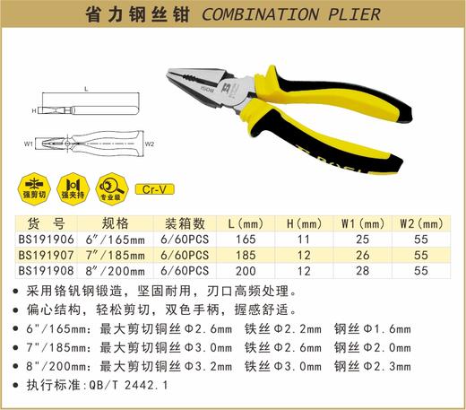 波斯 省力钢丝钳8"/200mm  BS191908 商品图0