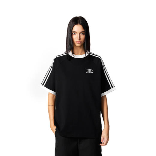 【Achock官方店】美式高街织带拼接新款T恤潮牌简约情侣圆领短袖 商品图0