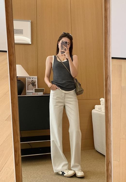 新款经纬双染织条四面弹牛仔直筒裤 商品图7