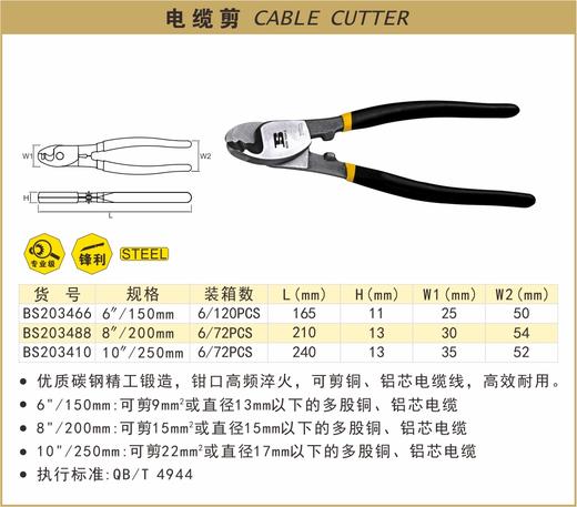波斯 电缆剪10"/250mm   BS203410 商品图0