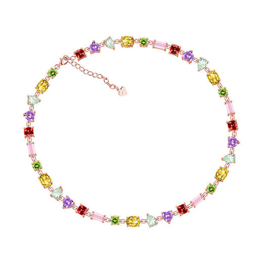 【彩色宝石项链】S925银项链女天然水晶彩色宝石饰品JN29051 商品图4