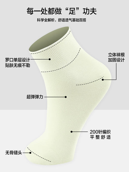 【5双】高棉女松口无痕短邦袜春秋无骨缝合高弹纯色日系吸汗女袜 商品图3