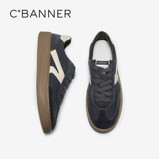 千百度男鞋复古德训鞋男士休闲板鞋舒适跑步鞋运动鞋A25175612 商品图4