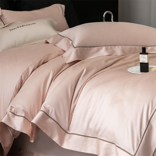 自然醒金太阳星耀臻柔棉纯色四件套丝滑细腻镂空宽边天丝棉艾草纤维床单被套床上用品KY 商品图2