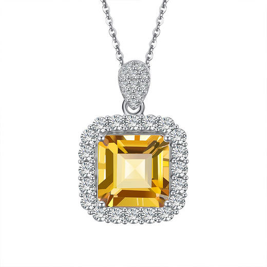 【黄水晶吊坠】S925银黄水晶吊坠彩色宝石时尚轻奢项坠JP19281 商品图4