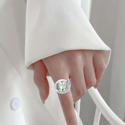 【绿水晶戒指】S925银绿水晶彩色宝石轻奢均码饰品送女士节日礼物JR25001 商品图2
