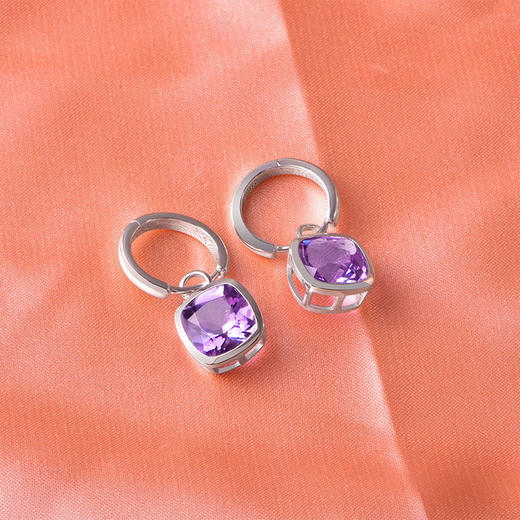 【紫水晶耳环】S925银天然紫水晶耳饰品两用款彩色宝石送女士节日礼物JE23603 商品图1