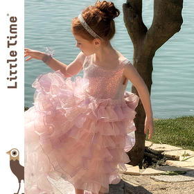 Littletime女童连衣裙夏装2025新款儿童亮片拖尾公主裙生日礼服裙