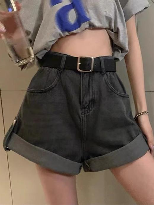 夏季【韩版辣妹卷边牛仔短裤】新款百搭宽松遮胯显瘦a字阔腿热裤子 商品图1