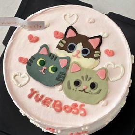 【猫咪之家】可爱猫咪翻糖生日蛋糕
