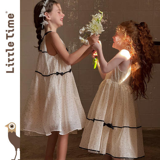 littletime女童连衣裙夏装2025新款女孩生日礼服波点裙儿童公主裙 商品图0