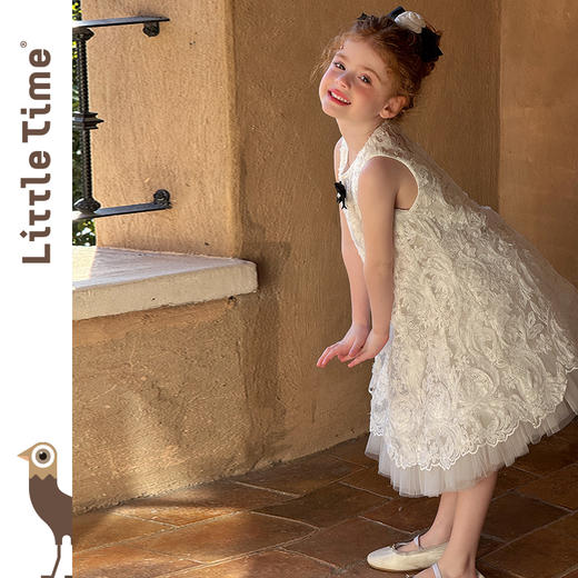 Little time女童连衣裙夏装2025新款儿童蕾丝网纱背心裙公主裙 商品图3
