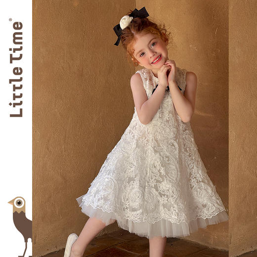 Little time女童连衣裙夏装2025新款儿童蕾丝网纱背心裙公主裙 商品图2