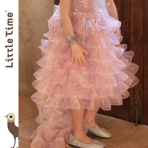 Littletime女童连衣裙夏装2025新款儿童亮片拖尾公主裙生日礼服裙 商品图2