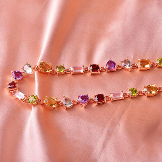 【彩色宝石项链】S925银项链女天然水晶彩色宝石饰品JN29051 商品图1
