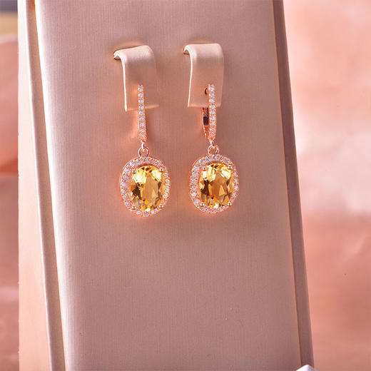 【黄水晶耳环】耳坠女S925银黄水晶轻奢时尚彩色宝石耳扣耳钉饰品JE25010 商品图1