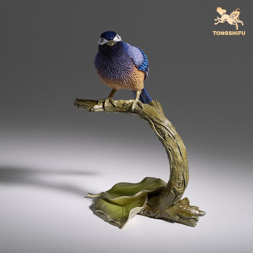 铜师傅《铜师傅百鸟集》之白耳奇鹛 客厅桌面铜鸟摆件 装饰品 商品图3