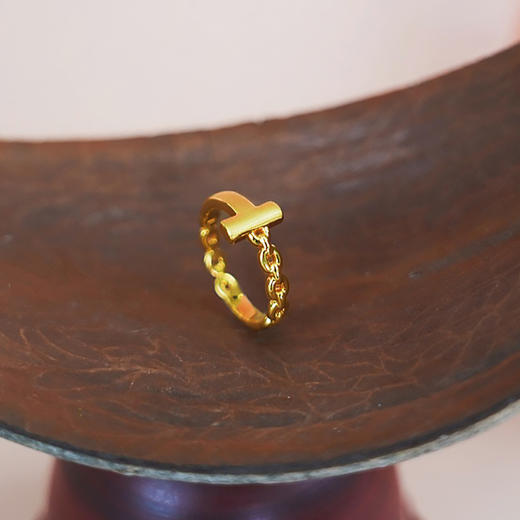 【现货】  足金999 5D工艺 戒指几何T字时尚款【金重约1.13g圈口16.3mm】  【一物一广州省检标签】 商品图2