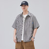 新品港风复古条纹衬衫夏季男款潮牌短袖衬衣宽松休闲上衣   AY-D1318【AY-1318】 商品缩略图0
