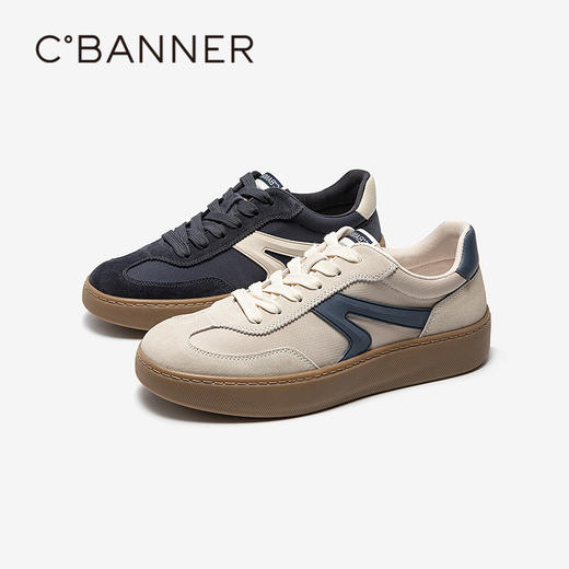 千百度男鞋复古德训鞋男士休闲板鞋舒适跑步鞋运动鞋A25175612 商品图0