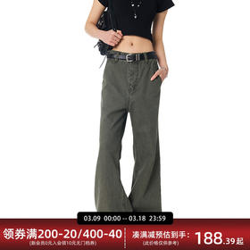 【Achock官方店】美式复古牛仔裤男女设计感宽松阔腿简约工装长裤