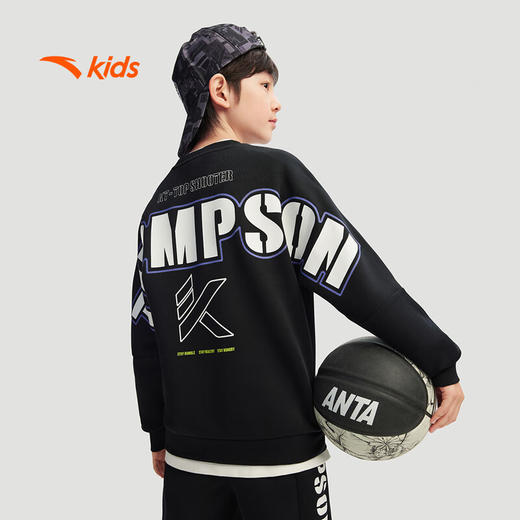 安踏儿童卫衣男大童零碳莱赛尔篮球系列针织套头衫352511712 商品图1