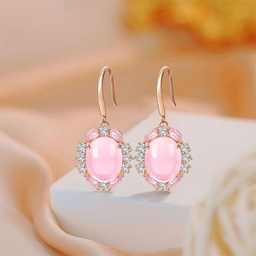 【粉水晶戒指/耳环/吊坠】S925银粉水晶均码轻奢时尚芙蓉石JR25006/JE25006/JP25006 商品图4