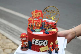 乐高消防员男孩生日蛋糕