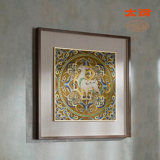 太铜 铜雕画《九色神鹿 景泰蓝画》客厅玄关沙发背景墙装饰画 商品图3