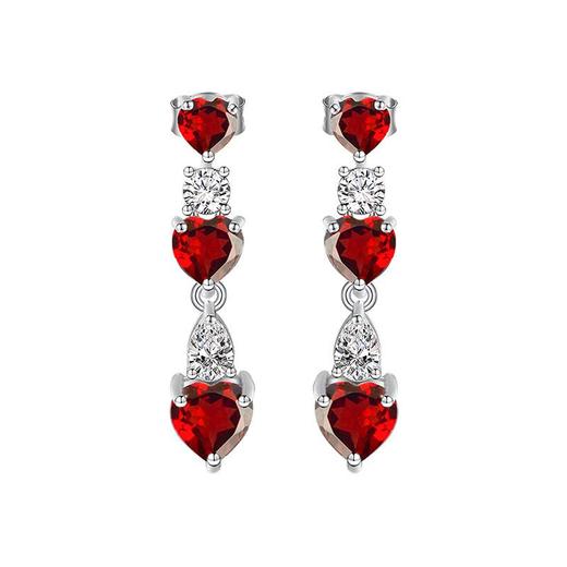 【石榴石耳环】S925银酒红石榴石彩色宝石爱心耳饰品耳坠JE19286 商品图4