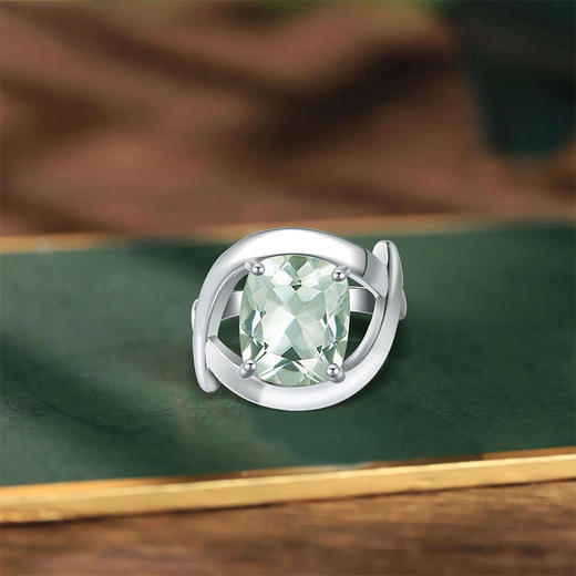 【绿水晶戒指】S925银绿水晶彩色宝石轻奢均码饰品送女士节日礼物JR25001 商品图0