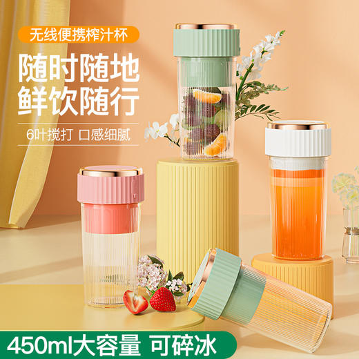 【40s鲜榨现喝！元气即可绽放】无线便捷式榨汁杯充电迷你电动榨汁机小型便携式果汁机家用多功能水果搅拌机，随身鲜榨，去露营便携入袋。ry 商品图1