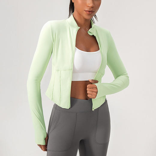 跃牌【欲动春风】系列 女瑜伽服长袖紧身拉链外套显瘦立领运动上衣52627 商品图3