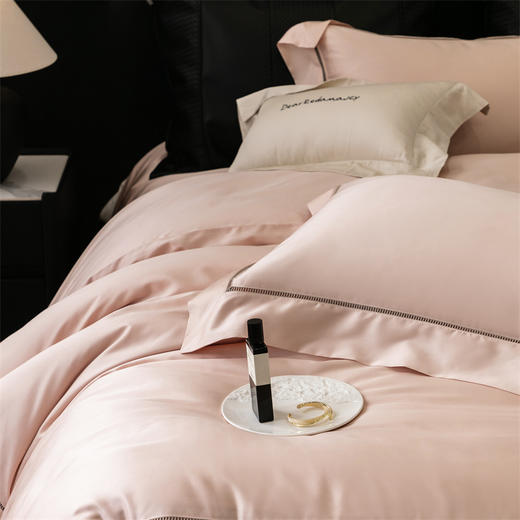 自然醒金太阳星耀臻柔棉纯色四件套丝滑细腻镂空宽边天丝棉艾草纤维床单被套床上用品KY 商品图4