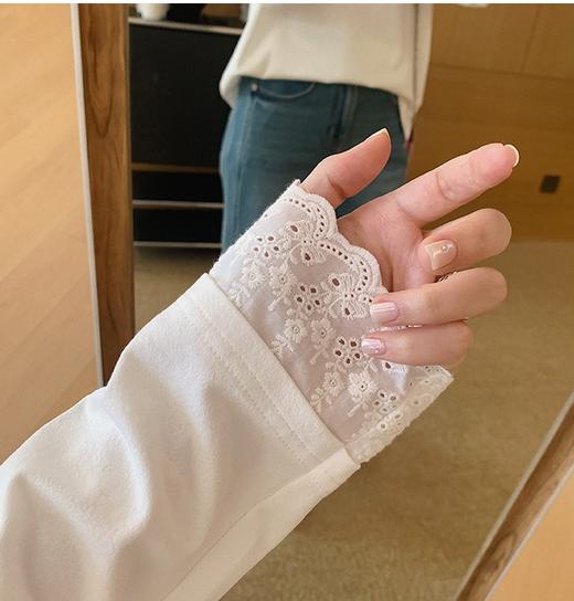 春新品蕾丝连帽勾花棉T 商品图4