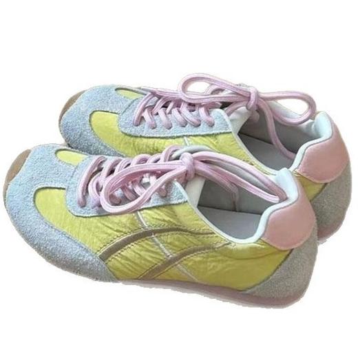 「春夏新款！牛皮版德训鞋」女2025早春新款拼色运动鞋 平底轻便休闲板鞋阿甘鞋 商品图4