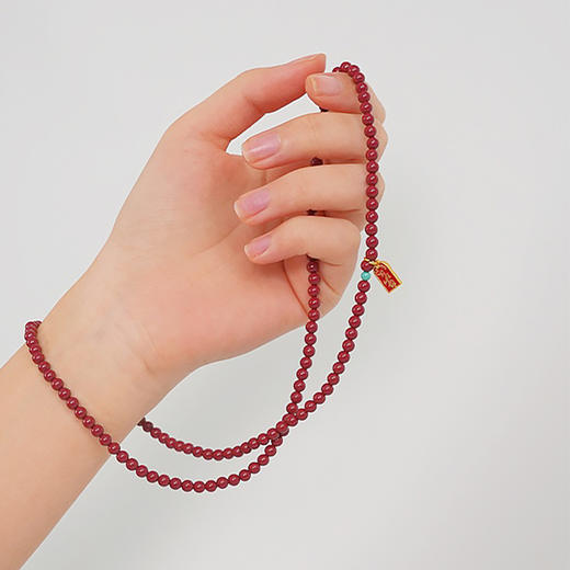 【现货】朱砂项链复古紫砂素面圆珠本命年锦鲤福牌【单珠尺寸4mm】  【一物一证书】 商品图1