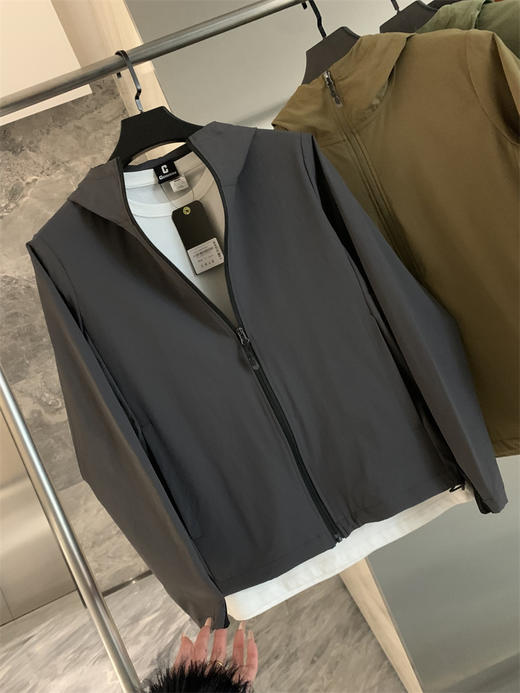 专业户外! 2025格纹肌理!复合科技顺滑细腻防风防泼水连帽夹克外套男士！ 商品图7