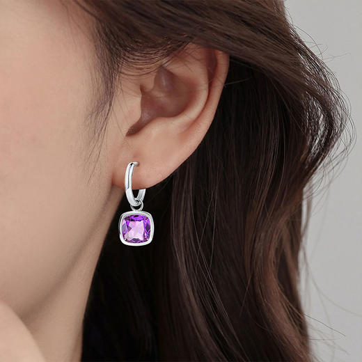 【紫水晶耳环】S925银天然紫水晶耳饰品两用款彩色宝石送女士节日礼物JE23603 商品图2