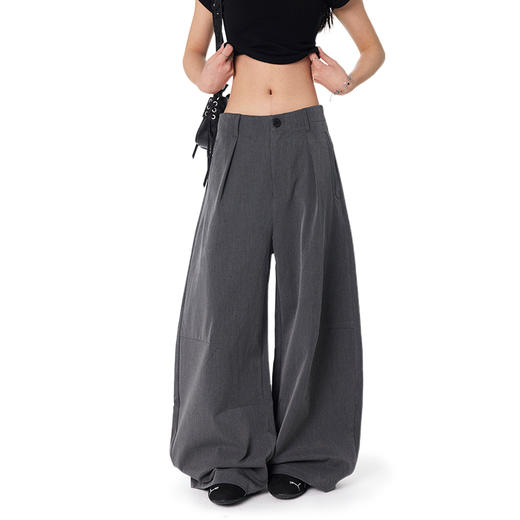 【Achock官方店】阔腿垂感弯刀裤男女士潮牌设计感褶皱休闲西装裤 商品图1