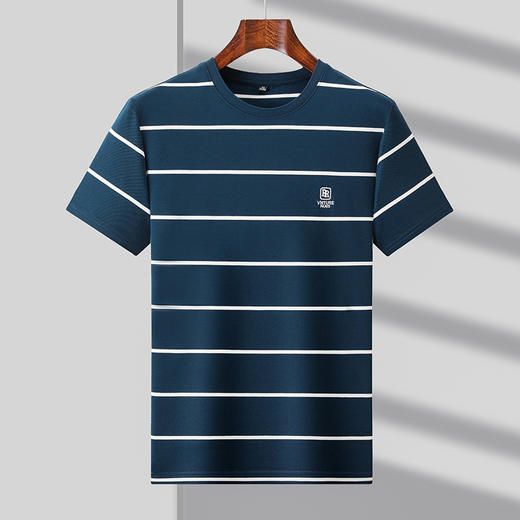 条纹棉T恤男时尚宽松圆领t恤上衣男装夏季新款短袖T恤    PSL-6196* 商品图2