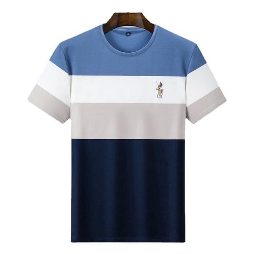 宽条纹短袖t恤男装上衣休闲大码体恤衫潮牌百搭圆领短袖T恤    PSL-6183 商品图3