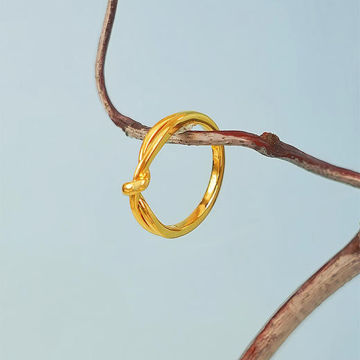 【现货】  足金999 5D工艺 戒指爆款扭结素圈戒指【金重约1.26g圈口17.2mm】  【一物一广州省检标签】 商品图3