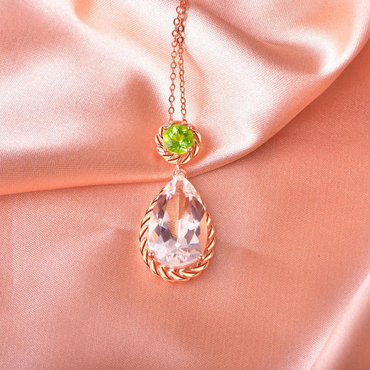 【白水晶吊坠/耳环】S925银天然白水晶吊坠橄榄石项坠时尚JP19279/JE19279 商品图2