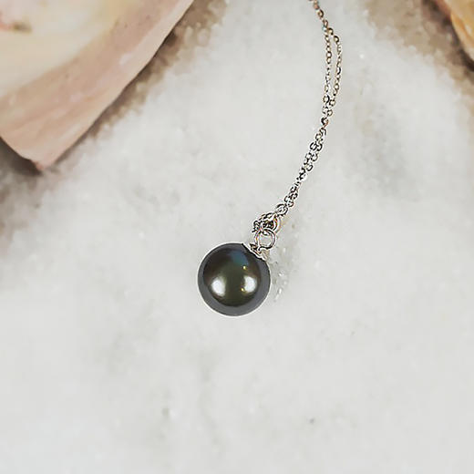 【现货】18K金黑珍珠项链单颗正圆简约款黑珍珠【尺寸8.8mm】  【一物一证书】 商品图2