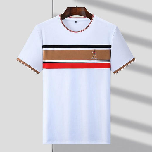 男士短袖t恤条纹撞色新款潮流男装圆领宽条纹短袖T恤    PSL-6182* 商品图3